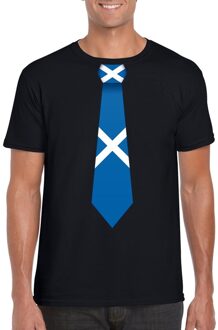 Bellatio Decorations Zwart t-shirt met Schotland vlag stropdas heren