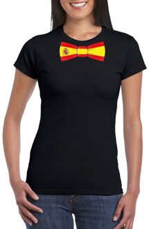 Bellatio Decorations Zwart t-shirt met Spanje vlag strikje dames L