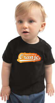 Bellatio Decorations Zwart t-shirt supporter van oranje Holland / Nederland fan voor babys