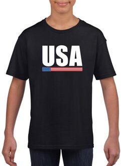 Bellatio Decorations Zwart USA / Amerika supporter t-shirt voor kinderen L (146-152)