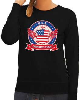 Bellatio Decorations Zwart USA drinking team sweater dames 2XL