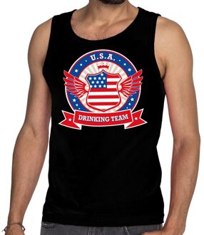 Bellatio Decorations Zwart USA drinking team tanktop / mouwloos shirt heren