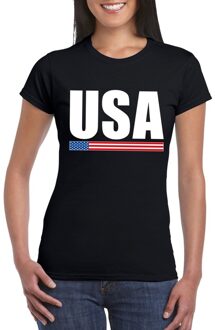 Bellatio Decorations Zwart USA supporter t-shirt voor dames 2XL