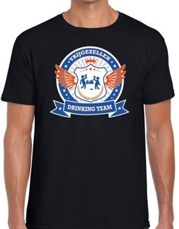 Bellatio Decorations Zwart vrijgezellenfeest drinking team t-shirt blauw oranje heren L