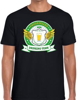 Bellatio Decorations Zwart vrijgezellenfeest drinking team t-shirt groen geel heren L