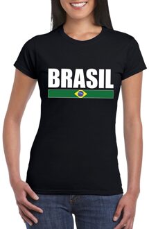 Bellatio Decorations Zwart/ wit Brazilie supporter t-shirt voor dames 2XL