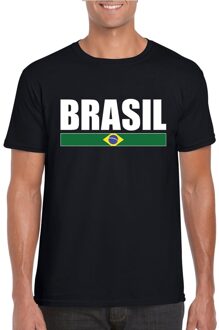 Bellatio Decorations Zwart/ wit Brazilie supporter t-shirt voor heren 2XL