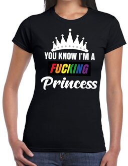 Bellatio Decorations Zwart You know i am a fucking princess gay pride t-shirt dames XS