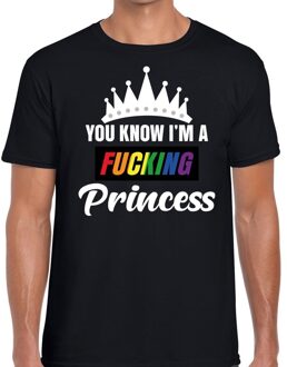 Bellatio Decorations Zwart You know i am a fucking princess gay pride t-shirt heren M