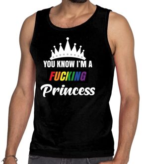 Bellatio Decorations Zwart You know i am a fucking Princess gay pride tanktop heren M