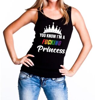 Bellatio Decorations Zwart You know i am a fucking Princess tanktop dames