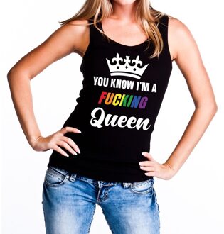 Bellatio Decorations Zwart You know i am a fucking Queen tanktop dames