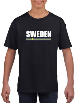 Bellatio Decorations Zwart Zweden supporter t-shirt voor kinderen L (146-152)