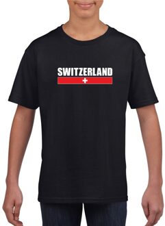 Bellatio Decorations Zwart Zwitserland supporter t-shirt voor kinderen L (146-152)