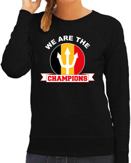 Bellatio Decorations Zwarte Belgie fan sweater voor dames - we are the champions - Belgische supporter / EK/ WK trui / outfit 2XL