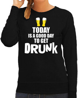 Bellatio Decorations Zwarte bier fun sweater / trui good day to get drunk voor dames S