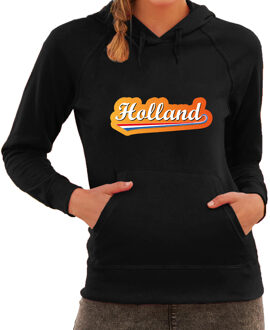 Bellatio Decorations Zwarte fan hoodie voor dames - Holland met Nederlandse wimpel - Nederland supporter - EK/ WK hooded sweater / outfit 2XL