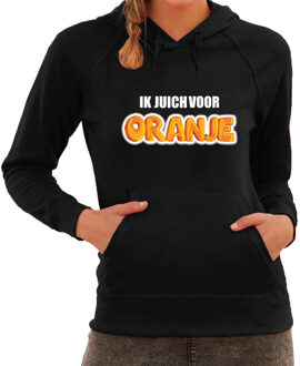 Bellatio Decorations Zwarte fan hoodie voor dames - ik juich voor oranje - Holland / Nederland supporter - EK/ WK hooded sweater / outfit 2XL