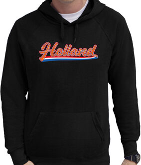 Bellatio Decorations Zwarte fan hoodie voor heren - Holland met Nederlandse wimpel - Nederland supporter - EK/ WK hooded sweater / outfit 2XL