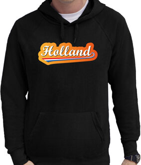 Bellatio Decorations Zwarte fan hoodie voor heren - Holland met Nederlandse wimpel - Nederland supporter - EK/ WK hooded sweater / outfit 2XL