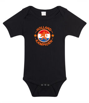 Bellatio Decorations Zwarte fan romper voor babys - Holland kampioen met leeuw - Nederland supporter - EK/ WK / outfit 56 (1-2 maanden)