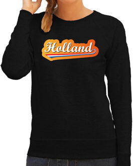 Bellatio Decorations Zwarte fan sweater voor dames - Holland met Nederlandse wimpel - Nederland supporter - EK/ WK trui / outfit 2XL