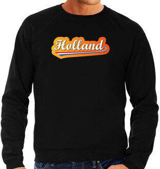 Bellatio Decorations Zwarte fan sweater voor heren - Holland met Nederlandse wimpel - Nederland supporter - EK/ WK trui / outfit 2XL