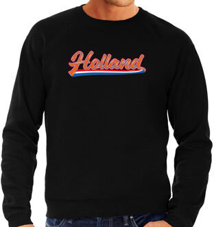 Bellatio Decorations Zwarte fan sweater voor heren - Holland met Nederlandse wimpel - Nederland supporter - EK/ WK trui / outfit 2XL