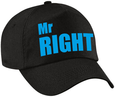 Bellatio Decorations Zwarte feestpet / cap Mr Right in blauwe tekst heren - Verkleedhoofddeksels