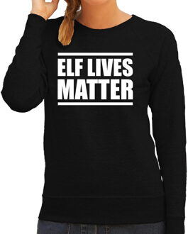 Bellatio Decorations Zwarte foute Kersttrui/ Kerstkleding Elf lives matter voor dames 2XL - kerst truien