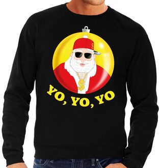 Bellatio Decorations Zwarte foute Kersttrui rapper Kerstman hip hop voor heren 2XL (56) - kerst truien