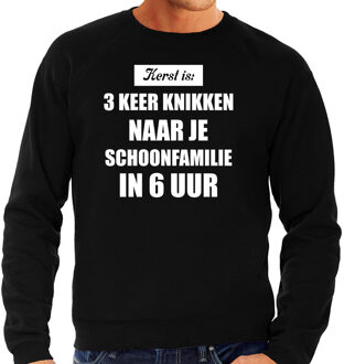 Bellatio Decorations Zwarte foute kersttrui / sweater Kerst is 3 keer knikken naar schoonfamilie outfit heren