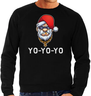 Bellatio Decorations Zwarte Kerstsweater / Kerstkleding Gangster / rapper Santa voor heren 2XL - kerst truien