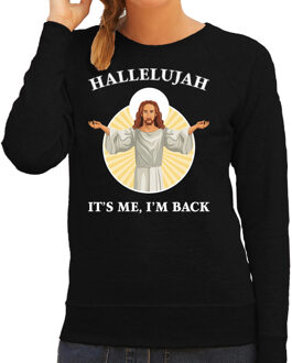 Bellatio Decorations Zwarte Kersttrui / Kerstkleding Hallelujah its me im back voor dames 2XL - kerst truien