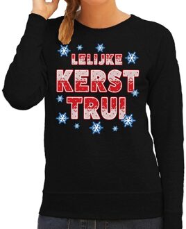 Bellatio Decorations Zwarte kersttrui / kerstkleding Lelijke kerst trui voor dames L (40) - kerst truien