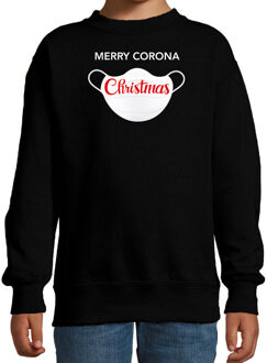 Bellatio Decorations Zwarte Kersttrui / Kerstkleding Merry corona Christmas voor kinderen 12-13 jaar (152/164)