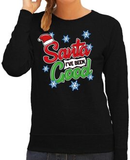 Bellatio Decorations Zwarte kersttrui / kerstkleding Santa i have been good voor dames XS (34) - kerst truien
