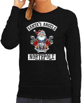 Bellatio Decorations Zwarte Kersttrui / Kerstkleding Santas angels Northpole voor dames 2XL - kerst truien