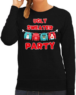 Bellatio Decorations Zwarte Kersttrui / Kerstkleding Ugly sweater party voor dames 2XL - kerst truien