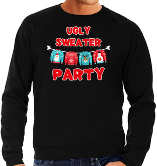 Bellatio Decorations Zwarte Kersttrui / Kerstkleding Ugly sweater party voor heren 2XL - kerst truien