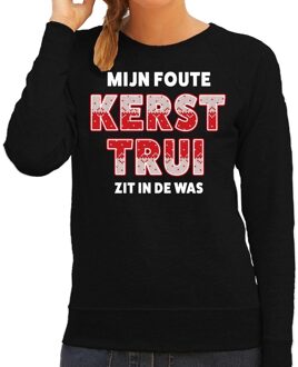 Bellatio Decorations Zwarte kersttrui / kerstkleding zit in de was voor dames XS (34) - kerst truien