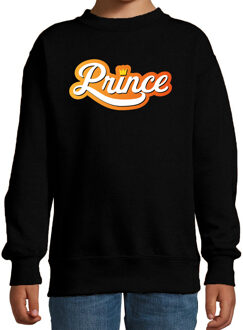 Bellatio Decorations Zwarte Prince sweater met kroontje - Koningsdag truien voor kinderen 12-13 jaar (152/164)