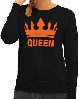 Bellatio Decorations Zwarte Queen met kroon sweater zwart dames - Koningsdag kleding 2XL