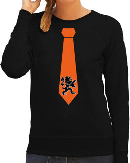 Bellatio Decorations Zwarte sweater / trui Holland / Nederland supporter oranje leeuw stropdas EK/ WK voor dames