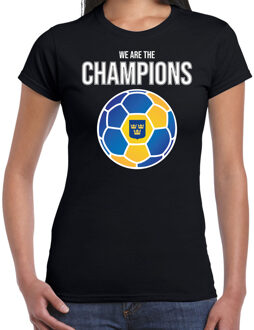 Bellatio Decorations Zweden EK/ WK supporter t-shirt - we are the champions met Zweedse voetbal - zwart - dames - kleding / shirt XS