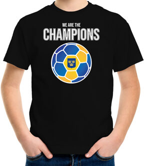 Bellatio Decorations Zweden EK/ WK supporter t-shirt - we are the champions met Zweedse voetbal - zwart - kinderen - kleding / shirt XL (158-164)