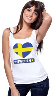 Bellatio Decorations Zweden hart vlag singlet shirt/ tanktop wit dames L