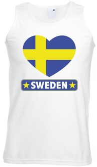 Bellatio Decorations Zweden hart vlag singlet shirt/ tanktop wit heren 2XL