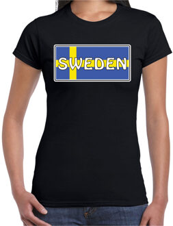 Bellatio Decorations Zweden / Sweden landen t-shirt zwart dames 2XL