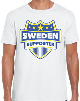 Bellatio Decorations Zweden / Sweden schild supporter t-shirt wit voor heren